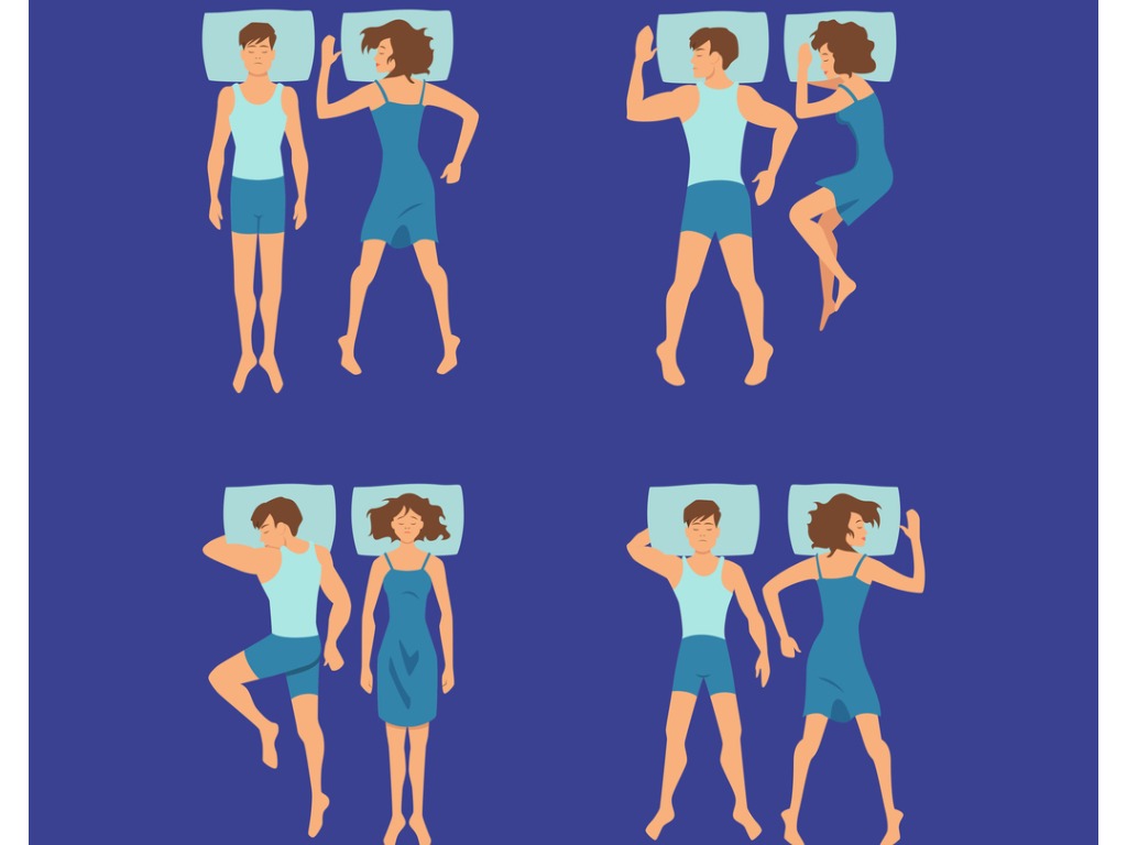 Graphic of couples sleeping in various sleep positions 