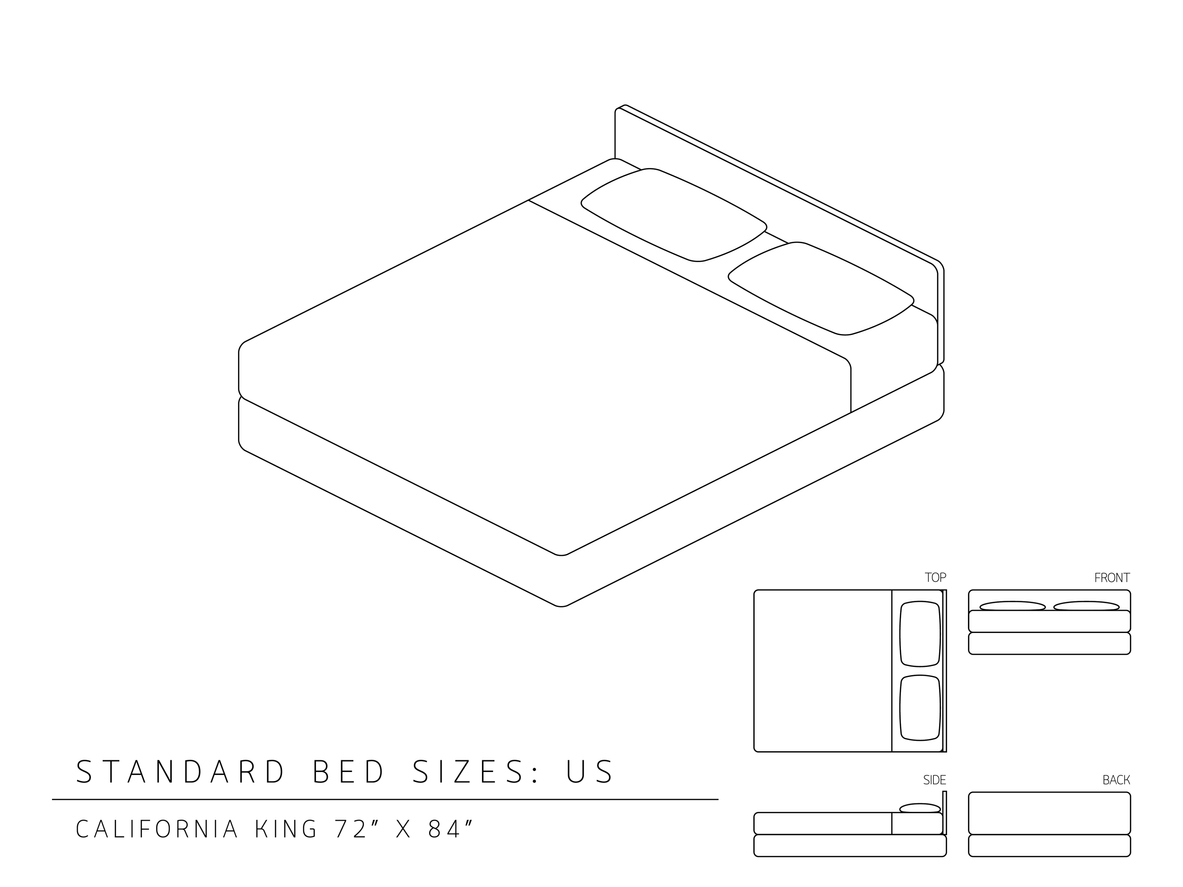 infographic of standard bed dimensions of cal king size mattress