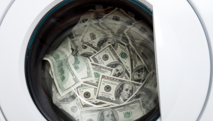 Washer machine filled with money