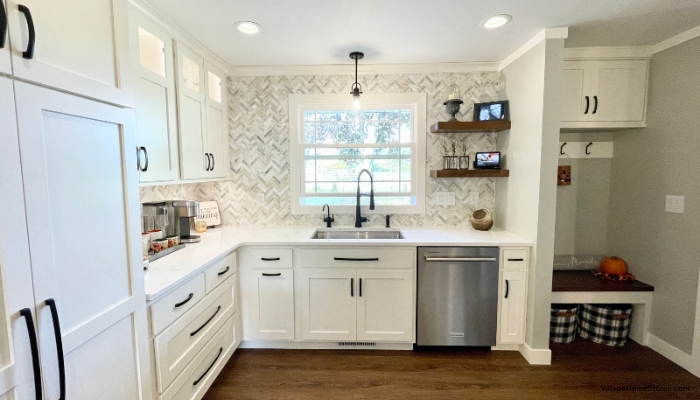 Ivory White and Cherry Frontier Kitchen Remodel Design | Village Home ...