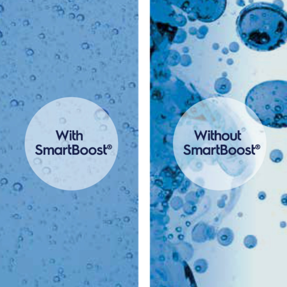 side by side comparison of laundry detergent with and without electrolux smartboost technology