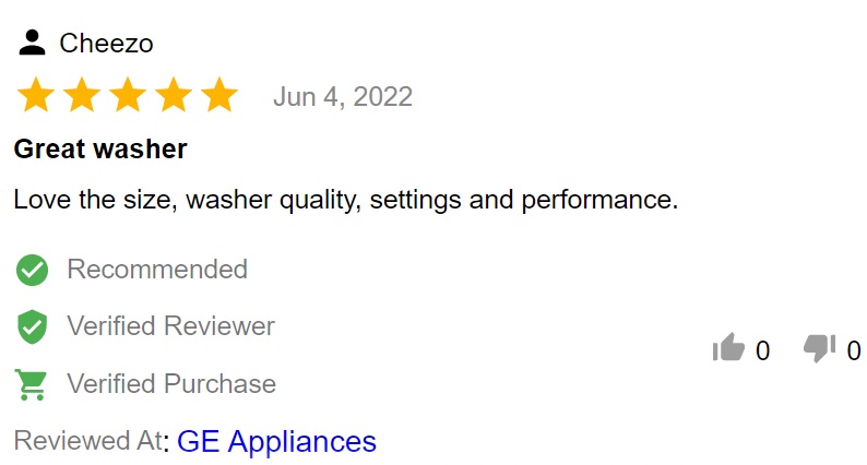 Buyer review of GE Profile PTW605BSRWS top load washer 