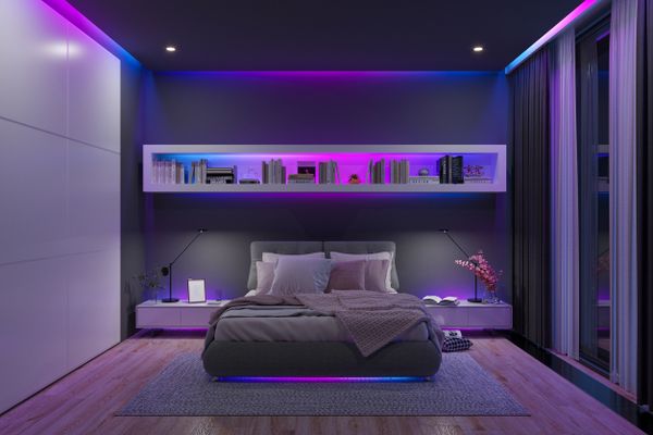 LED Lit Bedroom