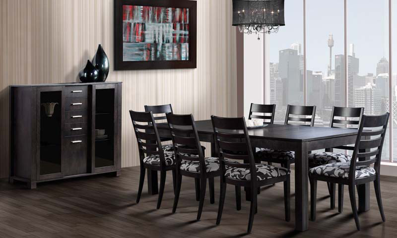 Dark wood dining room table set 