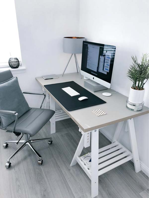 sleek and modern home office desk and chair