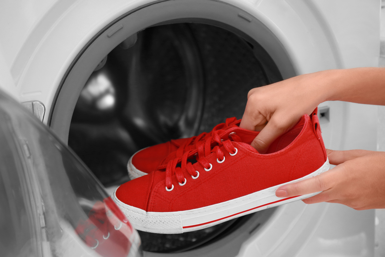 washing and drying shoes