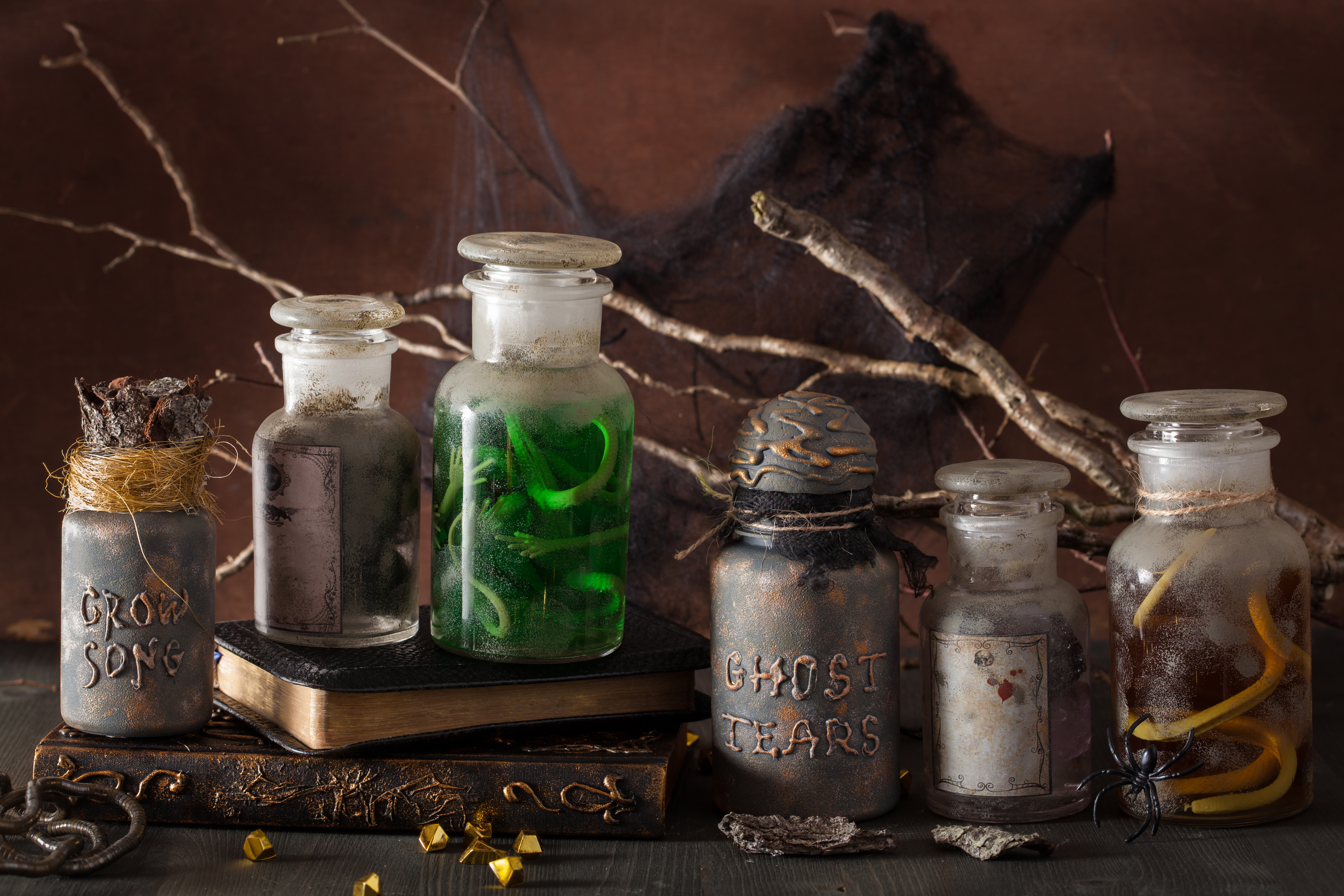 Halloween decor Ghost haunting apothecary magic potion spell bottle