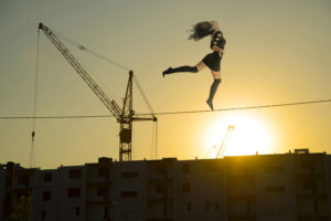 15 year old climbs a crane