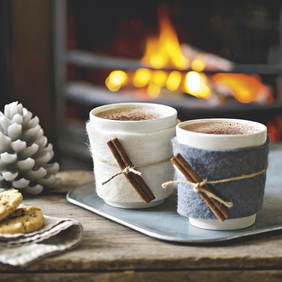 Hot Chocolate Mugs by the Fire