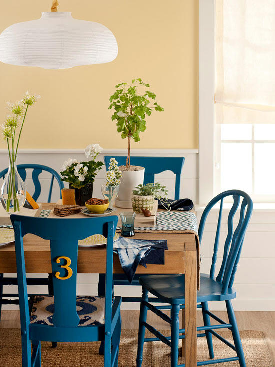 Blue Painted Chairs DIY