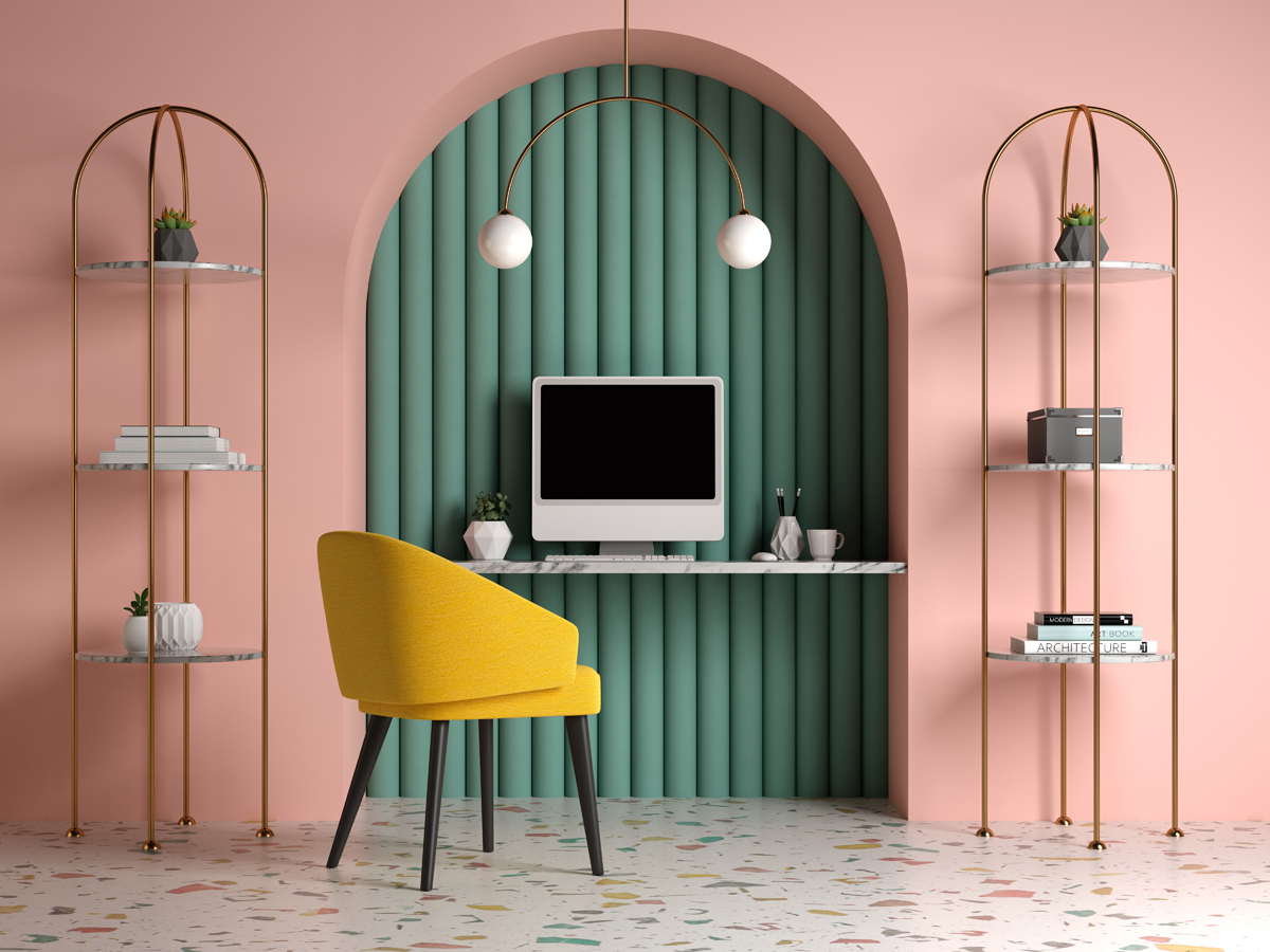 Home offices are the perfect place to try out new bold colour combinations