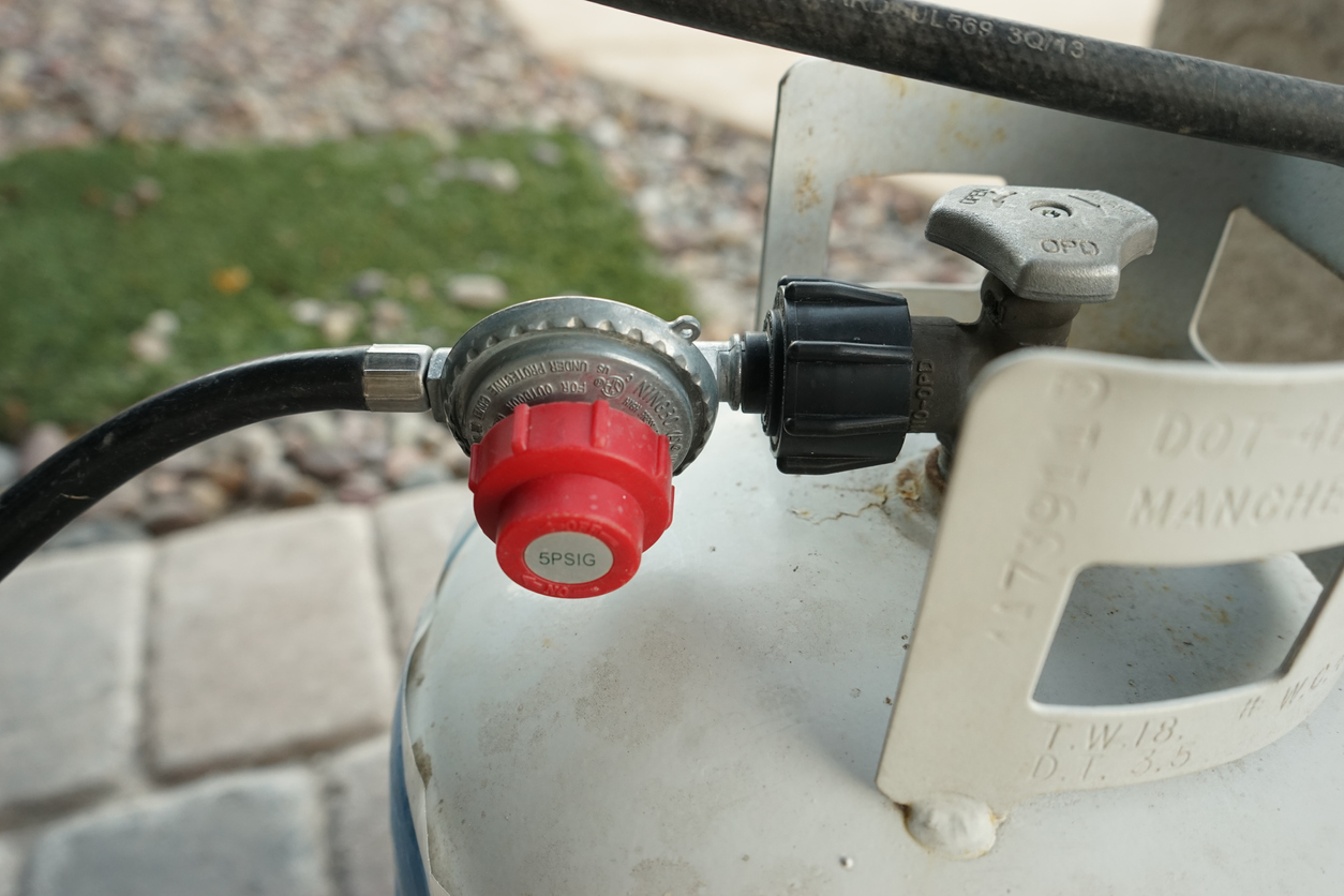 propane tank connected to hose