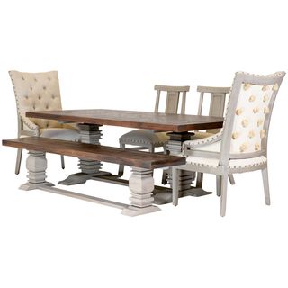 Rustic Imports Lenox Dining Table, 2 Side Chairs, 2 Host Chairs and Bench