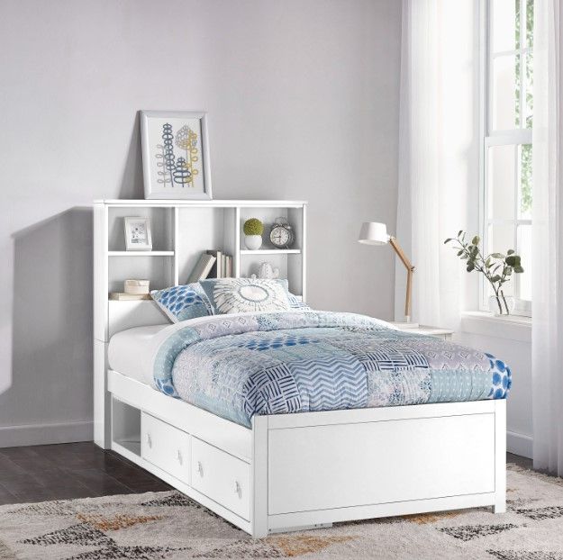 Hillsdale Furniture Caspian White Twin Storage Bookcase Bed-2