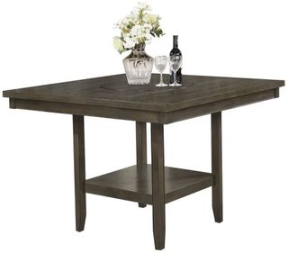 Crown Mark Fulton Vintage Gray Counter Height Dining Table with Lazy Susan