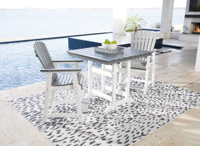 Signature Design by Ashley® Transville 3-Piece Gray/White Outdoor Dining Set-3