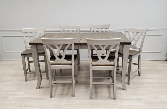 Allwood Furniture Group #132 Light Grey/Rustic Brown Solid Wood Gathering Table Set