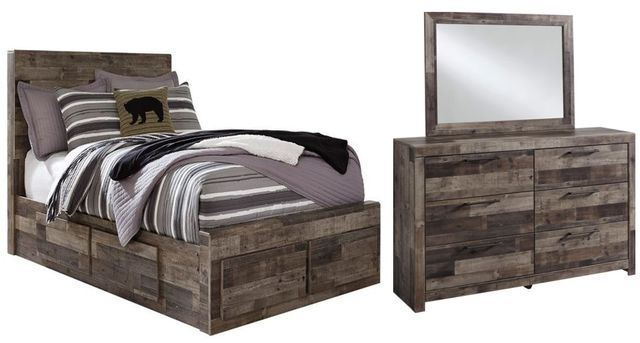 Benchcraft® Derekson 3-Piece Multi Gray Full Panel Storage Bed Set 0