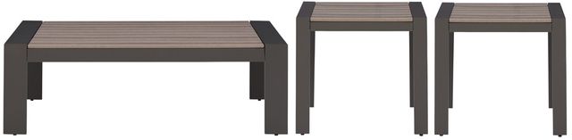 Signature Design by Ashley® Tropicava 3-Piece Taupe Outdoor Table Set-0