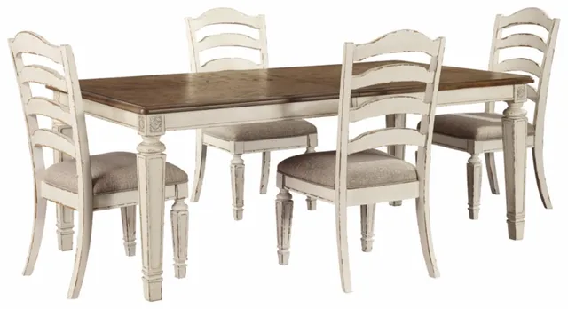 Signature Design by Ashley® Realyn 5-Piece Chipped White Dining Set 0