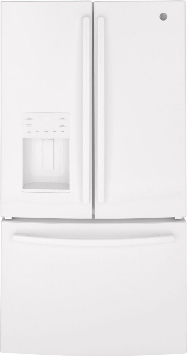 GE® 25.6 Cu. Ft. High-Gloss White Freestanding French Door Refrigerator 0