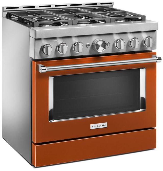KitchenAid® 36" Scorched Orange Smart Commercial-Style Gas Range 1