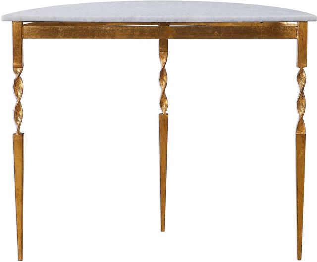 Uttermost® Imelda White Marble Top Console Table with Antiqued Gold Base-2