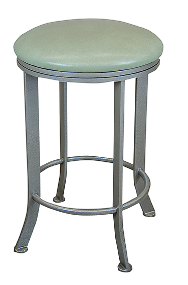 Wesley Allen Charlotte Silver Palladium/Cantina Dove Bonded Leather 26" Counter Height Stool 0