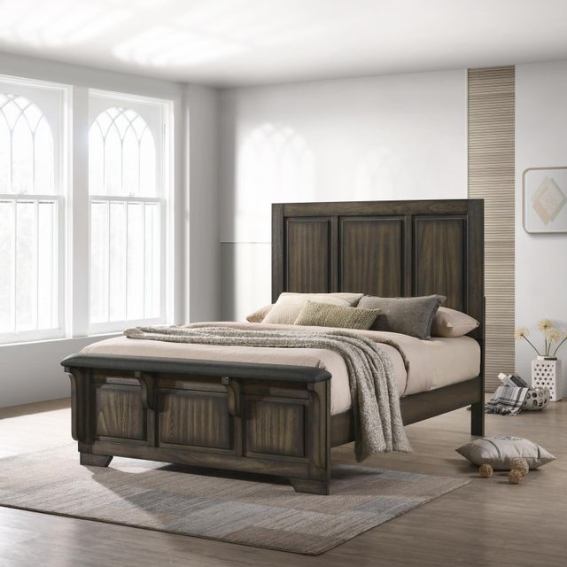 New Classic Home Furnishings Ashland Rustic Brown King Panel Bed, Dresser/Mirror, & Nightstand-2