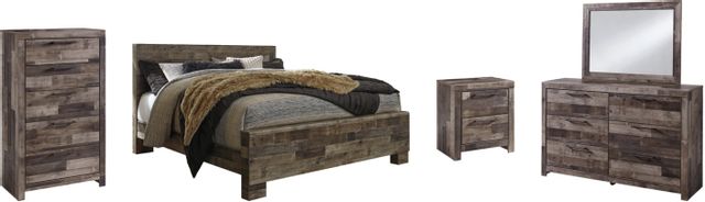 Benchcraft® Derekson 5-Piece Multi Gray King Panel Bed Set