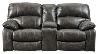 Signature Design by Ashley® Dunwell Steel Power Reclining Loveseat with Console and Adjustable Headrest