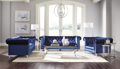 Coaster® Bleker 3-Piece Blue Tuxedo Arm Living Room Set