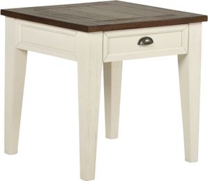 Steve Silver Co. Cayla Dark Oak End Table with Antiqued White Base
