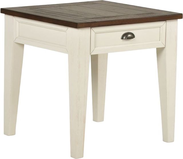 Steve Silver Co. Cayla Dark Oak End Table with Antiqued White Base-0