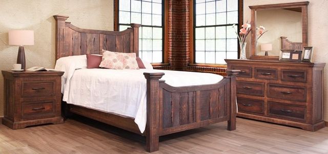 International Furniture Direct Madeira 4-Piece Brown Hand-Rubbed Queen Bedroom Set
