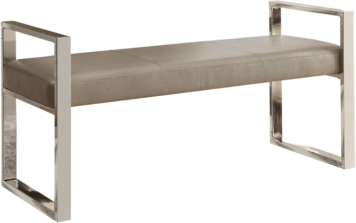 Coaster® Champagne And Chrome Upholstered Bench