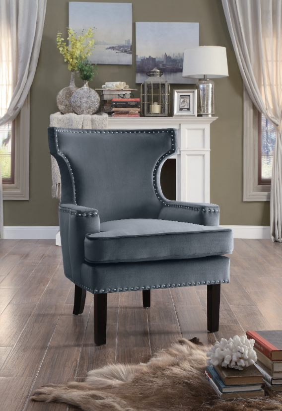 Homelegance Lapis Gray Velvet Accent Chair 2