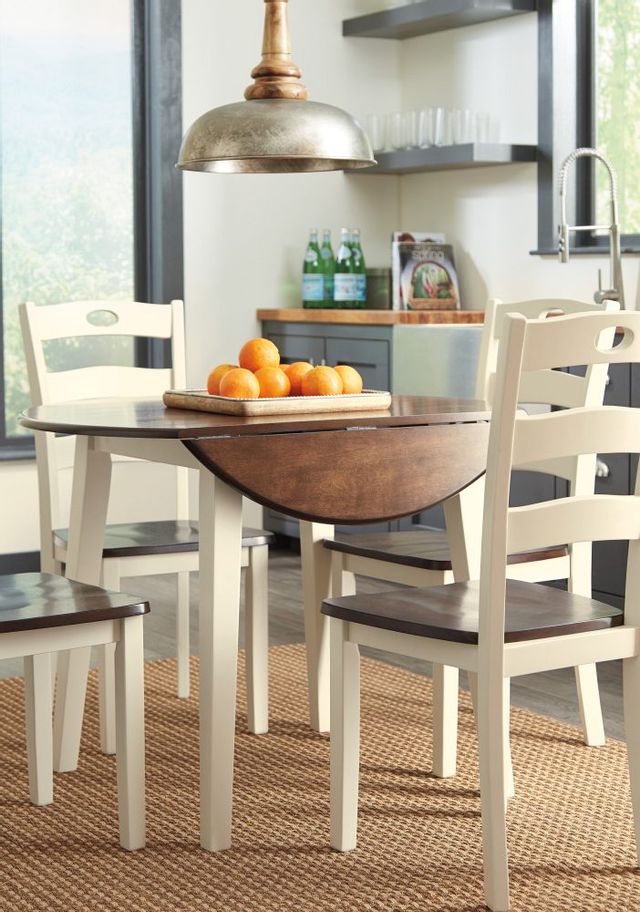 Signature Design by Ashley® Woodanville Cream/Brown Round Drop Leaf Table 3