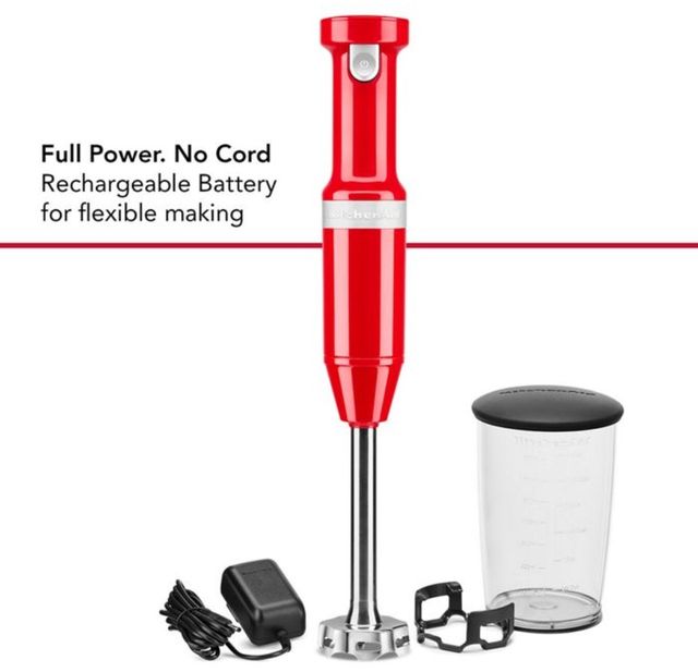 KitchenAid® Passion Red Cordless Hand Blender with Chopper and Whisk Attachment 2