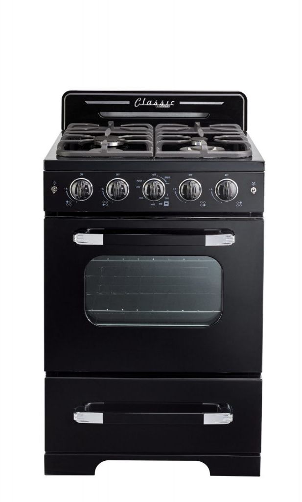 Unique® Appliances Classic Retro 24" Midnight Black Freestanding Natural Gas Range