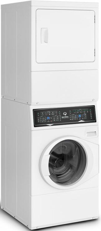 Speed Queen® SF7 3.5 Washer, 7.0 Cu. Ft Gas Dryer White Stack Laundry 1