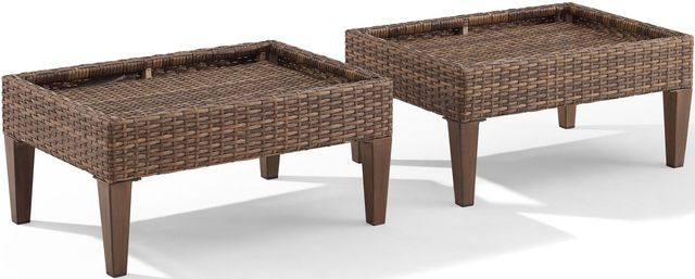 Crosley Furniture® Capella 2-Piece Brown/Creme Outdoor Ottoman Set-2