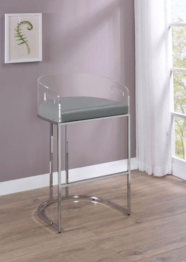 Coaster® Set of 2 Grey and Chrome Acrylic Back Counter Height Stools 7