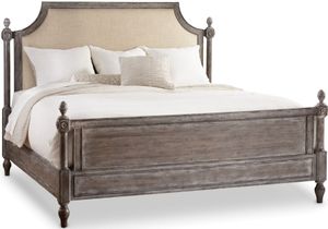 Hooker® Furniture True Vintage Soft Driftwood/Whitewash Upholstered King Poster Bed