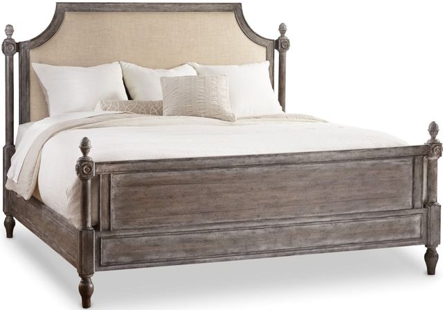 Hooker® Furniture True Vintage Soft Driftwood/Whitewash Upholstered King Poster Bed-0