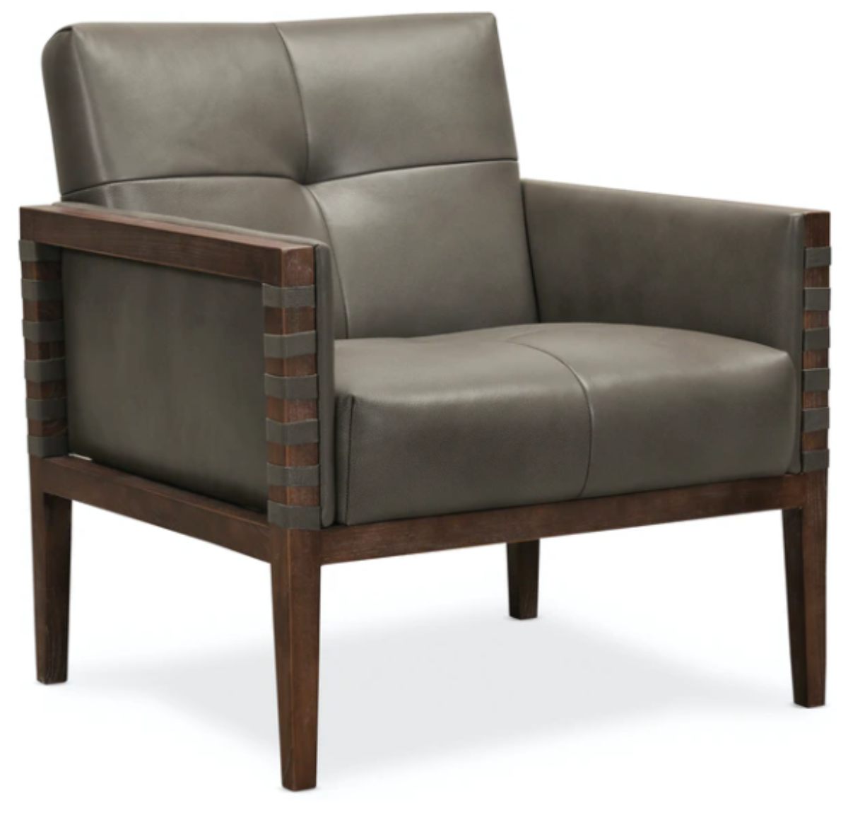 Hooker® Furniture CC Carverdale Dark Hickory/Maddie Grey Leather Club Chair with Wood Frame