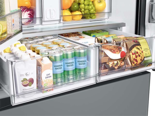 Samsung Bespoke 30 Cu. Ft. Matte Gray/White Glass 3-Door French Door Refrigerator with Family Hub™ 8