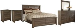 Signature Design by Ashley® Juararo 5-Piece Dark Brown California King Panel Bed Set