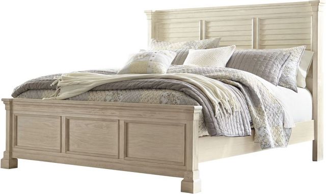 Signature Design by Ashley® Bolanburg Antique White California King Panel Bed with Louvered Headboard