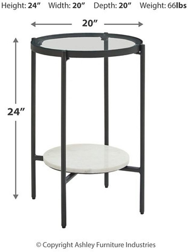 Signature Design by Ashley® Zalany Black/White Round End Table 2
